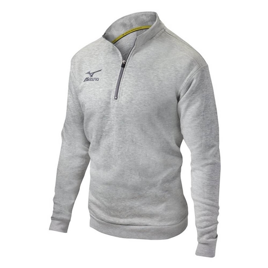 Mizuno 1/2 Zip Fleece Pulóver Férfi Piros Szürke | DLCE-37819