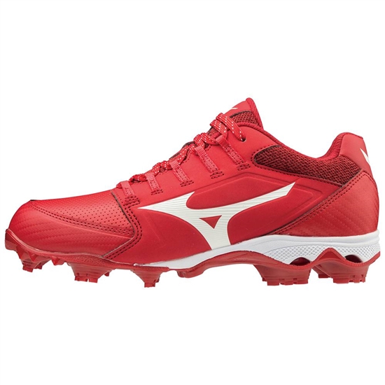 Mizuno 9-Spike Advanced Finch Elite 4 TPU Molded Softball Cipő Női Piros / Fehér | FIAP-68792