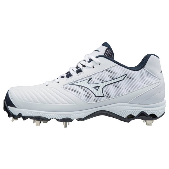 Mizuno 9-Spike Advanced Sweep 4 Low Metal Softball Cipő Női Fehér / Sötétkék | RWVJ-61985