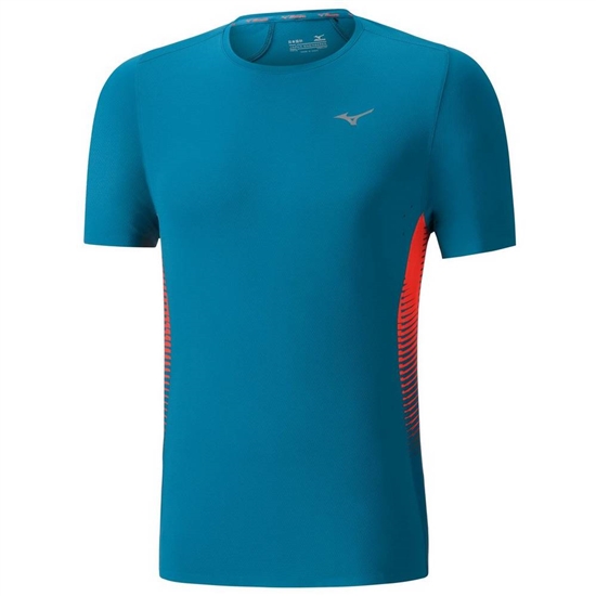 Mizuno AERO 4.0 Running T shirts Férfi Kék / Rózsaszín | TQGH-93017