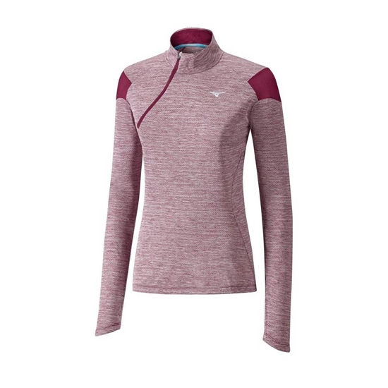 Mizuno ALPHA HALF ZIP Running Tops Női Piros | IQAX-84976