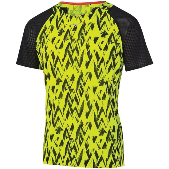 Mizuno Aero Running T shirts Férfi Sárga / Fekete | LPVB-67031