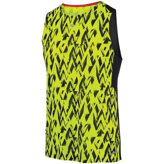 Mizuno Aero Running Tank Top Férfi Sárga / Fekete | XTMH-71962