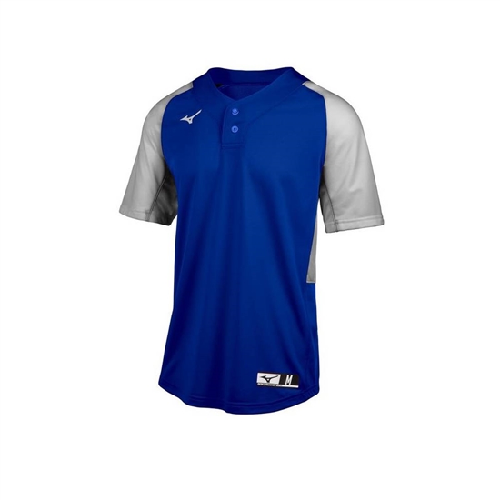 Mizuno Aerolite 2-Button Baseball Jersey Férfi Királykék / Szürke | NDMT-10642