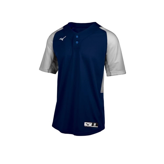 Mizuno Aerolite 2-Button Baseball Jersey Férfi Sötétkék / Szürke | TDRQ-46357