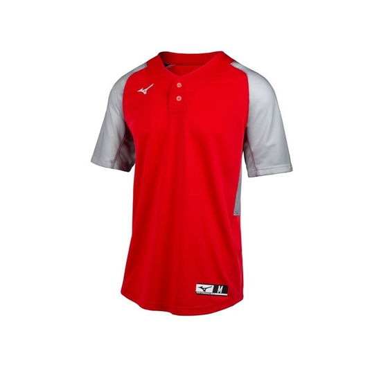 Mizuno Aerolite 2-Button Baseball Jersey Férfi Piros / Szürke | WXBZ-74805