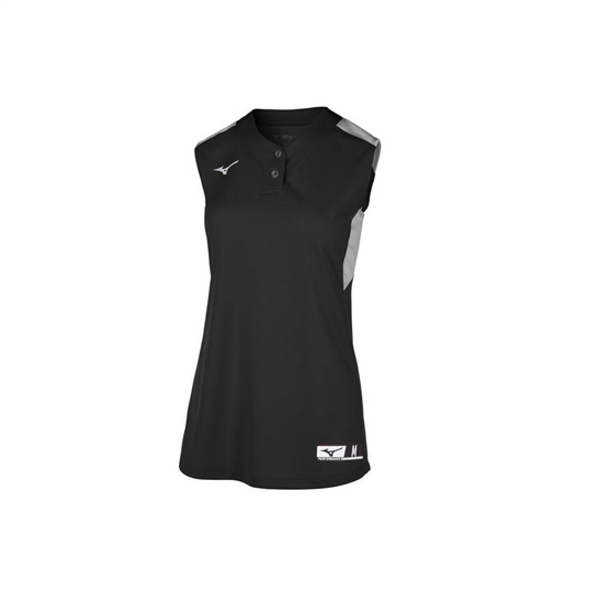 Mizuno Aerolite 2-Button Ujjatlan Softball Jersey Női Fekete / Szürke | LOVS-05629