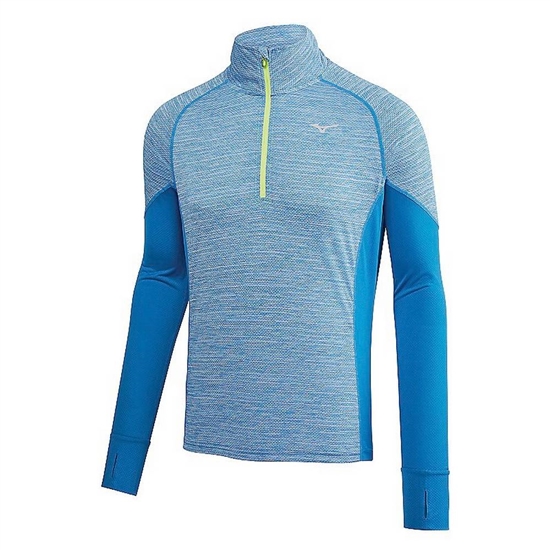 Mizuno Alpha Long Sleeve Half Zip Tops Férfi Kék | GZMX-85413