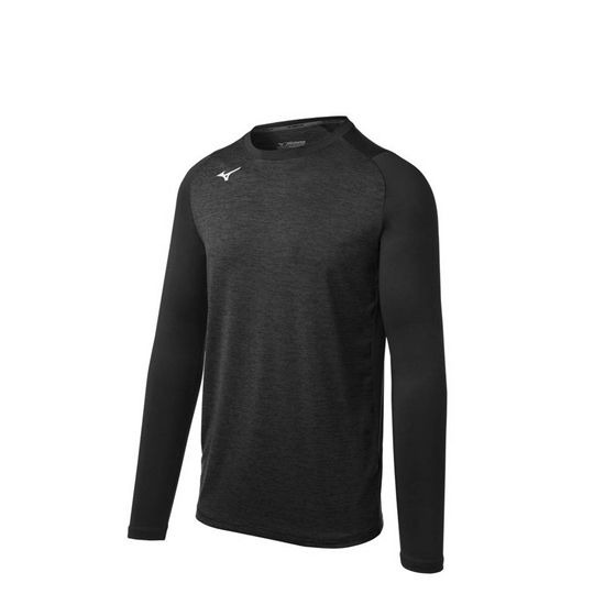 Mizuno Alpha Stretch Sleeve Tops Férfi Fekete | NEPF-27058