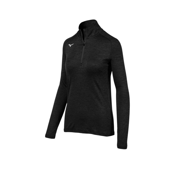 Mizuno Alpha ½ Zip Pulóver Női Fekete | RNHC-09435