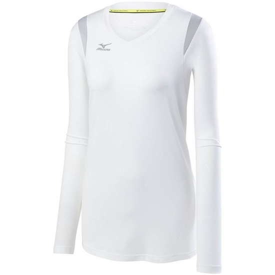 Mizuno Balboa 5.0 Long Sleeve Volleyball Jersey Női Fehér / Titán | FREU-94235