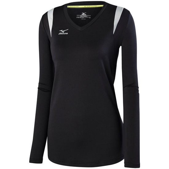 Mizuno Balboa 5.0 Long Sleeve Volleyball Jersey Női Fekete / Titán | JVBD-17502