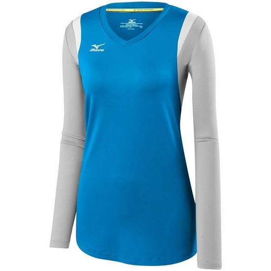 Mizuno Balboa 5.0 Long Sleeve Volleyball Jersey Női Kék / Titán | POMR-73916