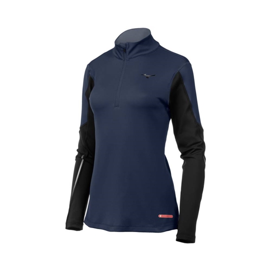 Mizuno Breath Thermo Half Zip Base Layer Női Sötétkék / Fekete | BUWV-24576