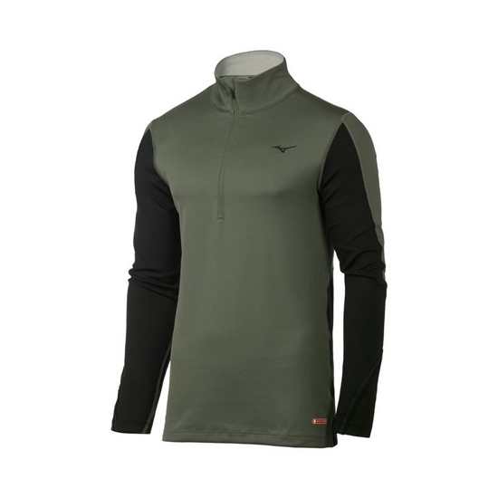 Mizuno Breath Thermo Half Zip Base Layer Férfi Zöld / Fekete | CZDK-78195