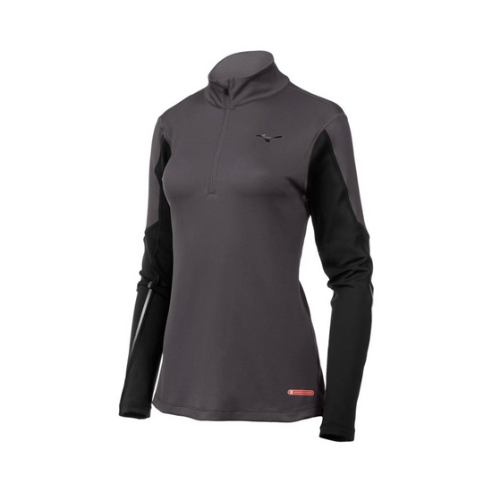 Mizuno Breath Thermo Half Zip Base Layer Női Szürke / Fekete | JHGM-96123