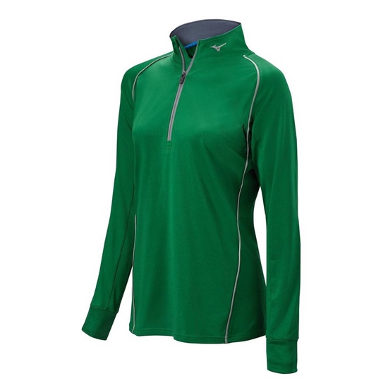 Mizuno Comp 1/2 Zip Long Sleeve Pulóver Női Zöld | VSRU-93641