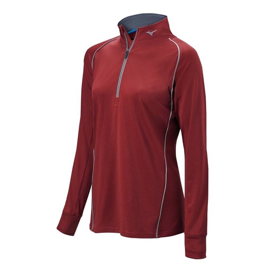 Mizuno Comp 1/2 Zip Long Sleeve Pulóver Női Bordó | XHUS-52038