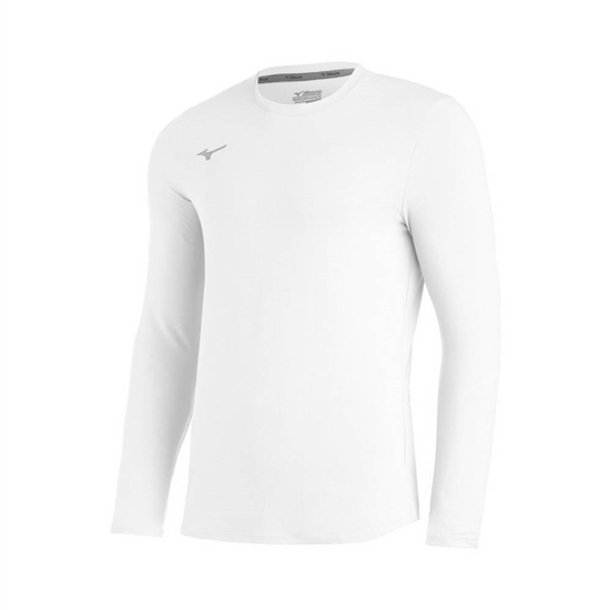 Mizuno Comp Diamond Long Sleeve Crew Baseball Tops Férfi Fehér | CNES-54826