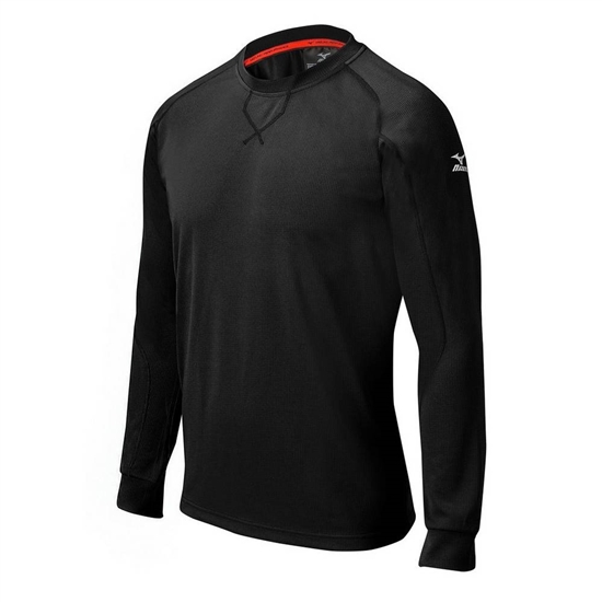 Mizuno Comp Long Sleeve Training Shirt Baseball Tops Férfi Fekete | AUKQ-51826