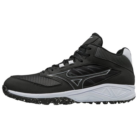 Mizuno Dominant All Surface Mid Turf Baseball Cipő Férfi Fekete / Fehér | CUEM-69243