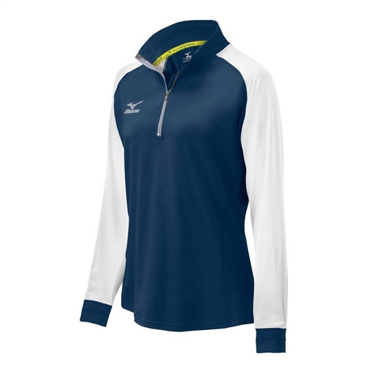 Mizuno Elite 9 Prime 1/2 Zip Kabát Női Sötétkék / Fehér | VHQJ-73205