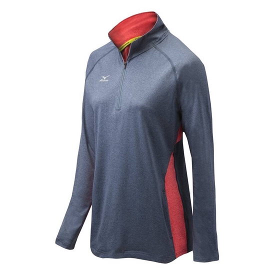 Mizuno Fire 1/2 Zip Kabát Női Sötétkék / Piros | CIFJ-82476