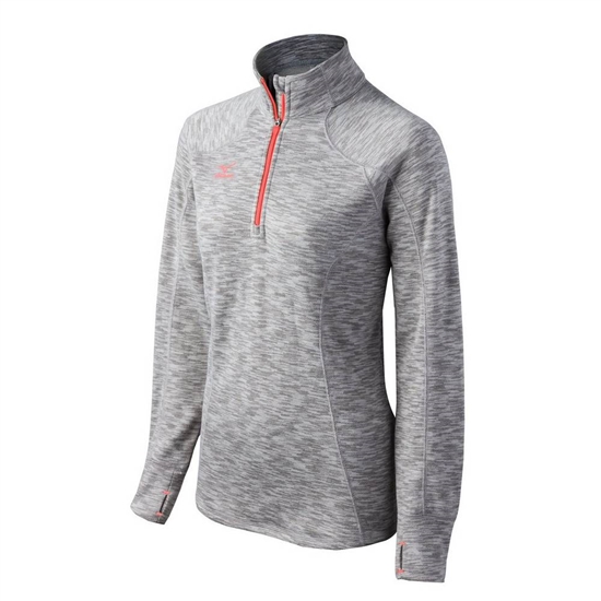 Mizuno Flex 1/2 Zip Tops Női Piros Szürke / NarancsSárga | PVBT-36170