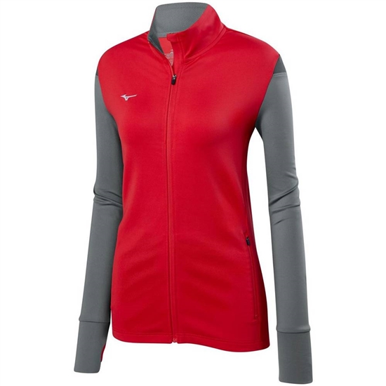 Mizuno Horizon Full Zip Volleyball Kabát Női Piros / Szürke | FQKO-96214