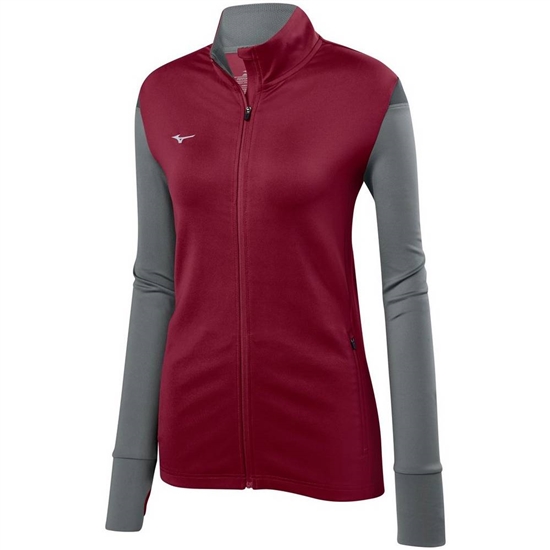 Mizuno Horizon Full Zip Volleyball Kabát Női Bordó / Szürke | GVMX-71406