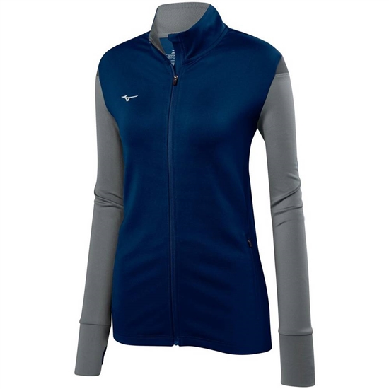 Mizuno Horizon Full Zip Volleyball Kabát Női Sötétkék / Szürke | OFBR-40839