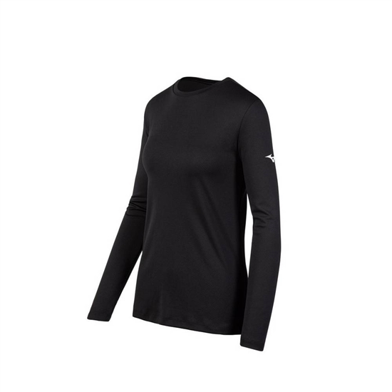 Mizuno Long Sleeve T shirts Női Fekete | KABC-64312