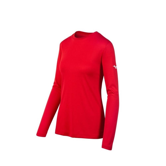 Mizuno Long Sleeve T shirts Női Piros | QVUW-09826