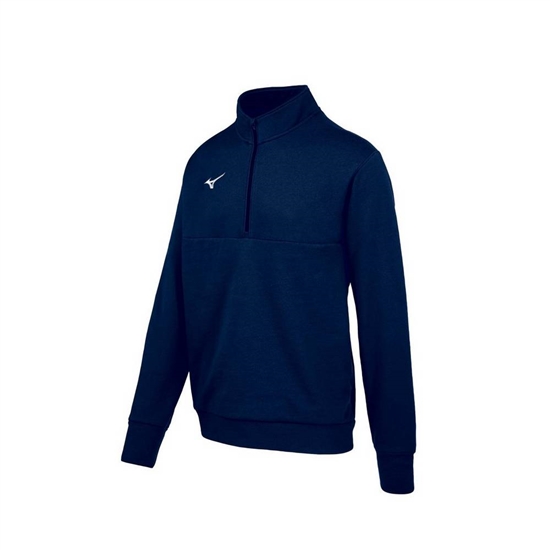 Mizuno MZ1 1/4 Zip Fleece Pulóver Férfi Sötétkék | JVYA-35861