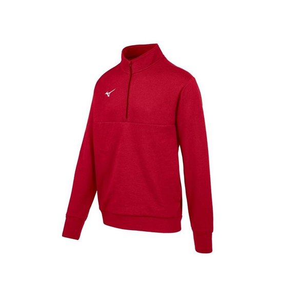 Mizuno MZ1 1/4 Zip Fleece Pulóver Férfi Piros | QEVZ-43591