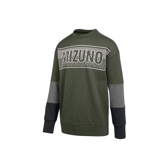 Mizuno MZ1 Tokyo Fleece Crew Tops Női Zöld / Fekete | VWAQ-61982