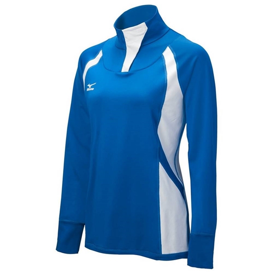 Mizuno Nine Collection: Drive Half-Zip Kabát Női Királykék / Fehér | HKMS-87619