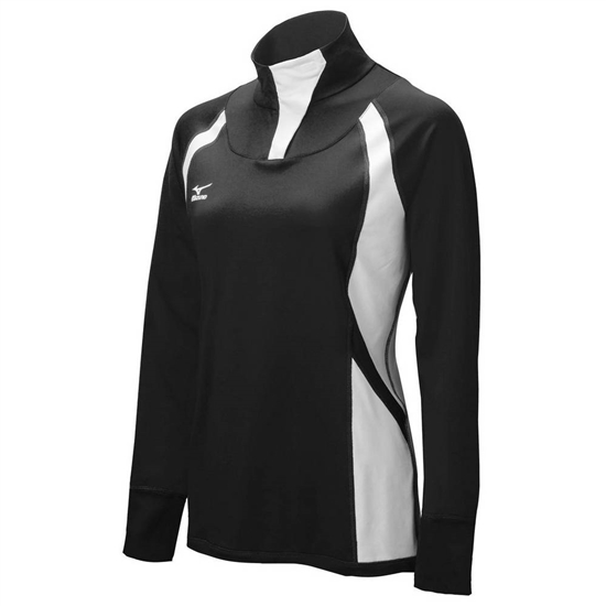 Mizuno Nine Collection: Drive Half-Zip Kabát Női Fekete / Fehér | WKDL-90648