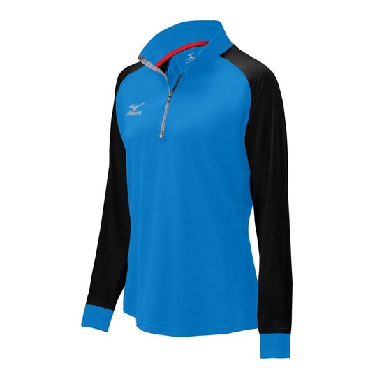 Mizuno Prime 1/2 Zip Volleyball Kabát Női Kék / Fekete | CMSZ-03279