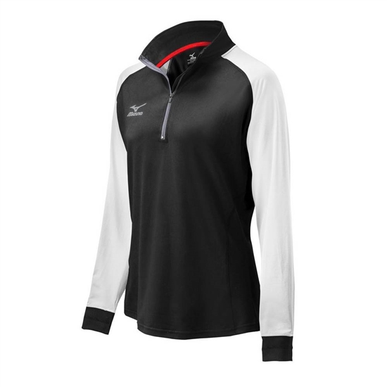 Mizuno Prime 1/2 Zip Volleyball Kabát Női Fekete / Fehér | IEWN-48719