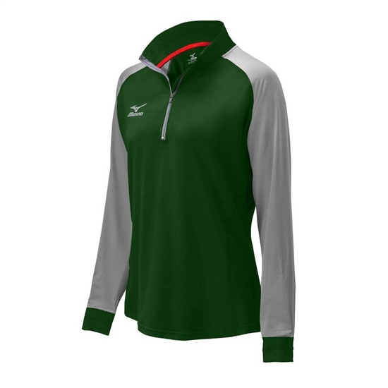 Mizuno Prime 1/2 Zip Volleyball Kabát Női Zöld / Szürke | JQRK-76548