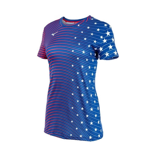 Mizuno Printable Rövid Sleeve T shirts Női Sötétkék | ENHJ-65703