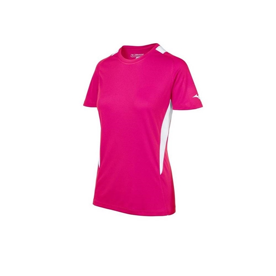 Mizuno Softball Crew Neck Jersey Női Rózsaszín / Fehér | OPXV-70692