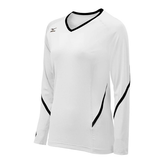 Mizuno Techno Generation Long Sleeve Volleyball Jersey Női Fehér / Fekete | MLOA-73624