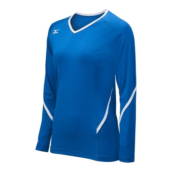 Mizuno Techno Generation Long Sleeve Volleyball Jersey Női Királykék / Fehér | OYRF-80641