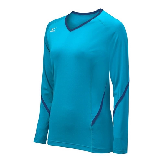 Mizuno Techno Generation Long Sleeve Volleyball Jersey Női Világos Kék / Sötétkék | SLBA-85327