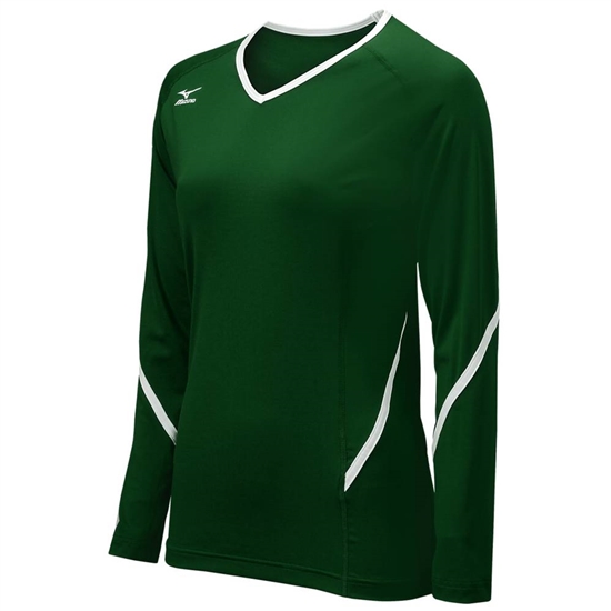 Mizuno Techno Generation Long Sleeve Volleyball Jersey Női Zöld / Fehér | UPYV-19075