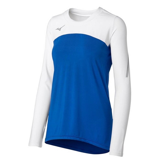 Mizuno Techno VII Long Sleeve Volleyball Jersey Női Királykék / Fehér | NYPE-31420