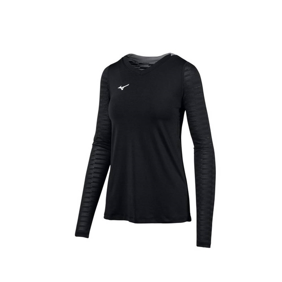 Mizuno United Long Sleeve Jersey Női Fekete | CZLS-96082