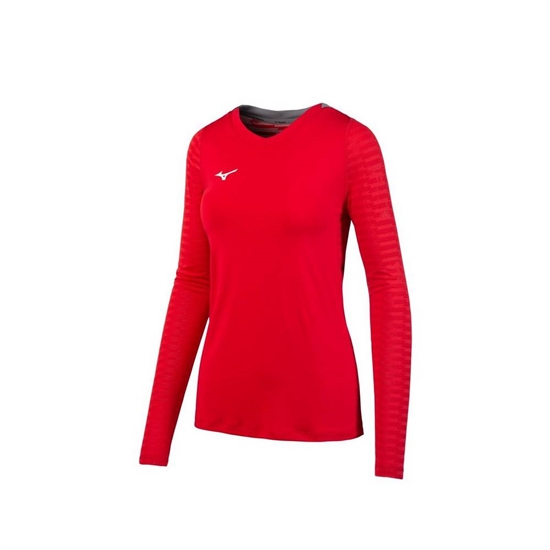 Mizuno United Long Sleeve Jersey Női Piros | IXAW-20143